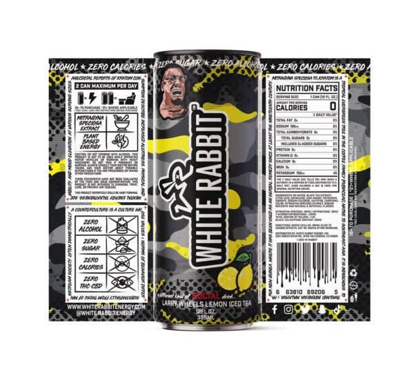 WHITE RABBIT LARRY WHEEL'S LEMON ICE TEA KRATOM DRINK